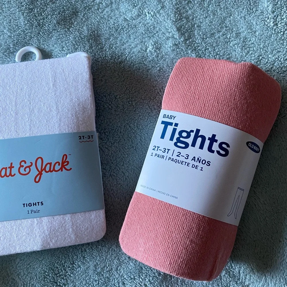 Toddler Pink, white, and black tights